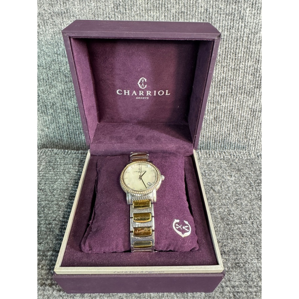 Charriol Geneve Diamond Mother of Pearl Two Tone Stainless Steel Watch 0700